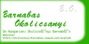 barnabas okolicsanyi business card